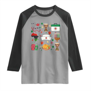 Happy Kwanzaa Nurse Pride Raglan Shirt African Culture Holiday Gift TS12 Sport Gray Black Print Your Wear