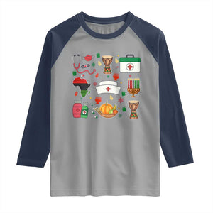 Happy Kwanzaa Nurse Pride Raglan Shirt African Culture Holiday Gift TS12 Sport Gray Navy Print Your Wear