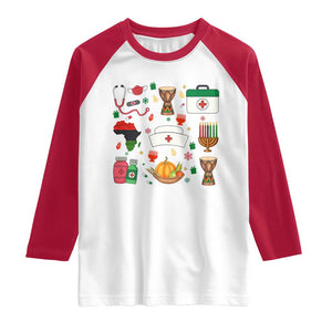 Happy Kwanzaa Nurse Pride Raglan Shirt African Culture Holiday Gift TS12 White Red Print Your Wear