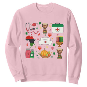 Happy Kwanzaa Nurse Pride Sweatshirt African Culture Holiday Gift TS12 Light Pink Print Your Wear