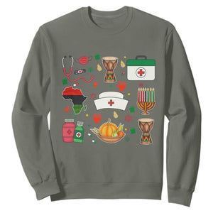 Happy Kwanzaa Nurse Pride Sweatshirt African Culture Holiday Gift TS12 Military Green Print Your Wear
