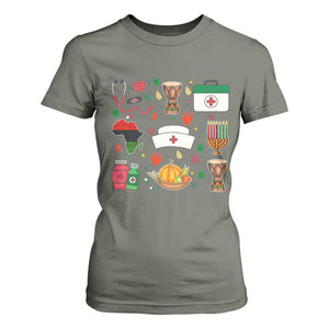 Happy Kwanzaa Nurse Pride T Shirt For Women African Culture Holiday Gift TS12 Military Green Print Your Wear