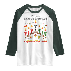 Joyful Kwanzaa Nurse Gift Raglan Shirt Light Up Everyday TS12 White Dark Forest Green Print Your Wear