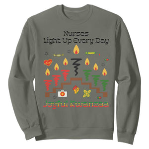 Joyful Kwanzaa Nurse Gift Sweatshirt Light Up Everyday TS12 Military Green Print Your Wear