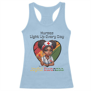 Nurses Light Up Everyday Racerback Tank Top Joyful Kwanzaa Celebration Gift TS12 Light Blue Print Your Wear