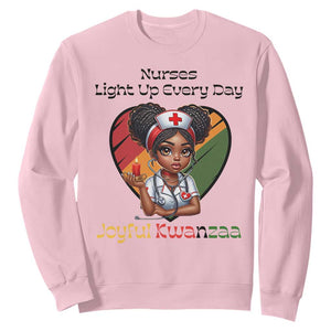 Nurses Light Up Everyday Sweatshirt Joyful Kwanzaa Celebration Gift TS12 Light Pink Print Your Wear