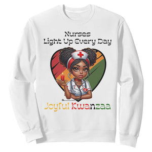 Nurses Light Up Everyday Sweatshirt Joyful Kwanzaa Celebration Gift TS12 White Print Your Wear