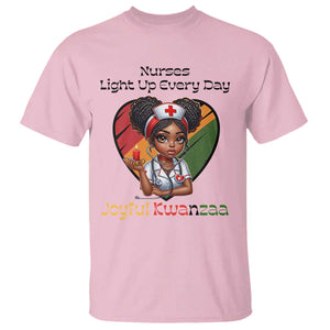 Nurses Light Up Everyday T Shirt Joyful Kwanzaa Celebration Gift TS12 Light Pink Print Your Wear