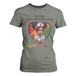 Nurses Light Up Everyday T Shirt For Women Joyful Kwanzaa Celebration Gift TS12 Military Green Print Your Wear