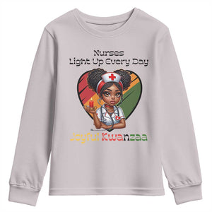 Nurses Light Up Everyday Youth Sweatshirt Joyful Kwanzaa Celebration Gift TS12 Ice Gray Print Your Wear