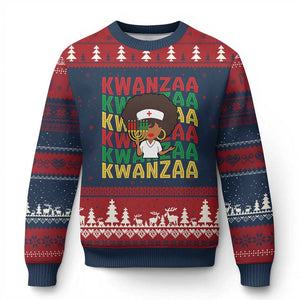 Kwanzaa Nurse Pride Ugly Christmas Sweater African Heritage Holiday Gift TS12 Navy Red Print Your Wear
