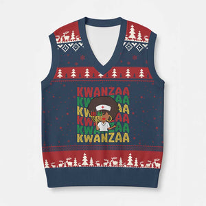 Kwanzaa Nurse Pride V-Neck Knit Sweater Vest African Heritage Holiday Gift TS12 Navy Red Print Your Wear