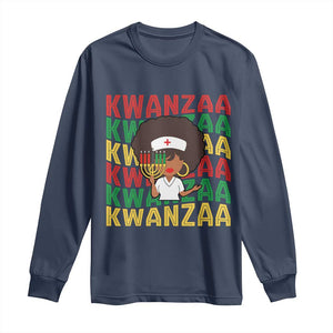 Kwanzaa Nurse Pride Long Sleeve Shirt African Heritage Holiday Gift TS12 Navy Print Your Wear