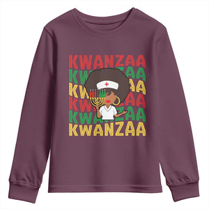 Kwanzaa Nurse Pride Youth Sweatshirt African Heritage Holiday Gift TS12 Maroon Print Your Wear
