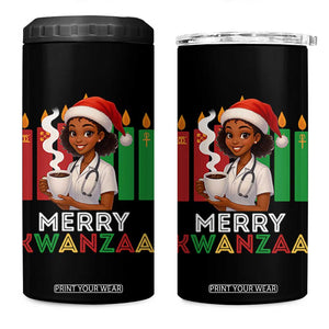 Merry Kwanzaa 4 in 1 Can Cooler Tumbler Nurse African American Holiday Celebration Gift TS12 One Size: 16 oz Black Print Your Wear