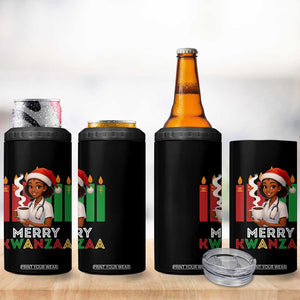 Merry Kwanzaa 4 in 1 Can Cooler Tumbler Nurse African American Holiday Celebration Gift - Print Your Wear
