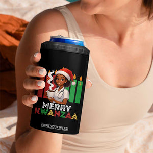 Merry Kwanzaa 4 in 1 Can Cooler Tumbler Nurse African American Holiday Celebration Gift - Print Your Wear