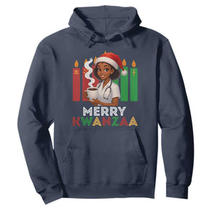 Merry Kwanzaa Hoodie Nurse African American Holiday Celebration Gift TS12 Navy Print Your Wear