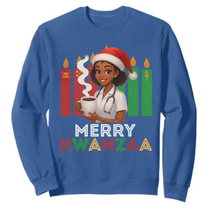 Merry Kwanzaa Sweatshirt Nurse African American Holiday Celebration Gift TS12 Royal Blue Print Your Wear