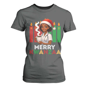 Merry Kwanzaa T Shirt For Women Nurse African American Holiday Celebration Gift TS12 Dark Heather Print Your Wear