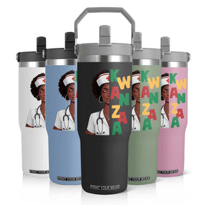 African American Nurse Flip Straw Tumbler Joyful Kwanzaa Celebration Gift - Print Your Wear