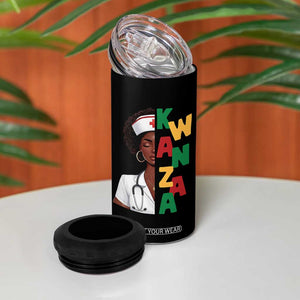 African American Nurse 4 in 1 Can Cooler Tumbler Joyful Kwanzaa Celebration Gift - Print Your Wear