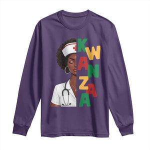 African American Nurse Long Sleeve Shirt Joyful Kwanzaa Celebration Gift TS12 Purple Print Your Wear