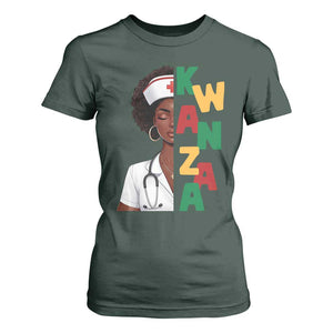 African American Nurse T Shirt For Women Joyful Kwanzaa Celebration Gift TS12 Dark Forest Green Print Your Wear