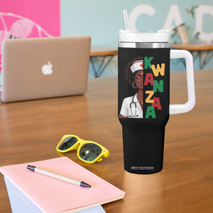 African American Nurse Tumbler With Handle Joyful Kwanzaa Celebration Gift - Print Your Wear