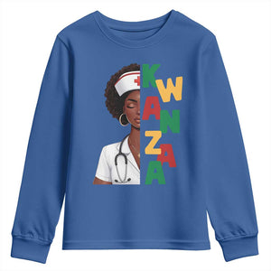 African American Nurse Youth Sweatshirt Joyful Kwanzaa Celebration Gift TS12 Royal Blue Print Your Wear