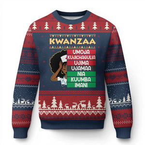7 Principles Of Kwanzaa Ugly Christmas Sweater Nurse Pride African American Heritage Gift TS12 Navy Red Print Your Wear