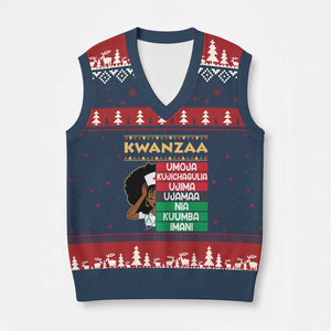 7 Principles Of Kwanzaa V-Neck Knit Sweater Vest Nurse Pride African American Heritage Gift TS12 Navy Red Print Your Wear