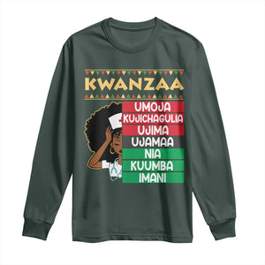 7 Principles Of Kwanzaa Long Sleeve Shirt Nurse Pride African American Heritage Gift TS12 Dark Forest Green Print Your Wear