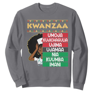 7 Principles Of Kwanzaa Sweatshirt Nurse Pride African American Heritage Gift TS12 Charcoal Print Your Wear