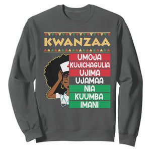 7 Principles Of Kwanzaa Sweatshirt Nurse Pride African American Heritage Gift TS12 Dark Heather Print Your Wear