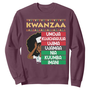 7 Principles Of Kwanzaa Sweatshirt Nurse Pride African American Heritage Gift TS12 Maroon Print Your Wear