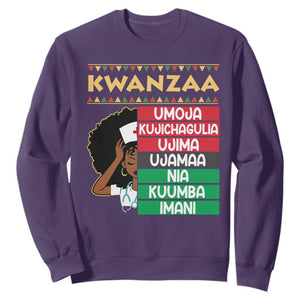 7 Principles Of Kwanzaa Sweatshirt Nurse Pride African American Heritage Gift TS12 Purple Print Your Wear