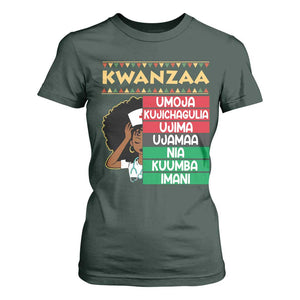 7 Principles Of Kwanzaa T Shirt For Women Nurse Pride African American Heritage Gift TS12 Dark Forest Green Print Your Wear