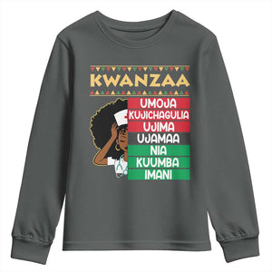 7 Principles Of Kwanzaa Youth Sweatshirt Nurse Pride African American Heritage Gift TS12 Dark Heather Print Your Wear