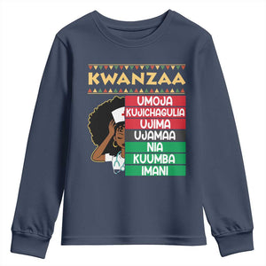 7 Principles Of Kwanzaa Youth Sweatshirt Nurse Pride African American Heritage Gift TS12 Navy Print Your Wear