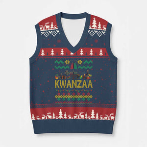 Funny Kwanzaa Celebration Ugly Sweater V-Neck Knit Sweater Vest African Heritage Holiday Gift TS12 Navy Red Print Your Wear