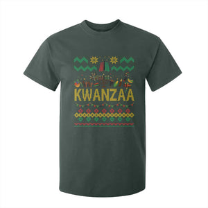 Funny Kwanzaa Celebration Ugly Sweater T Shirt For Kid African Heritage Holiday Gift TS12 Dark Forest Green Print Your Wear