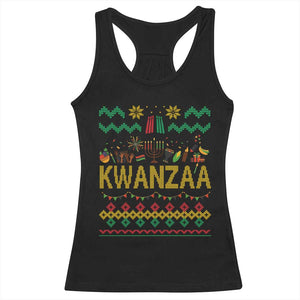 Funny Kwanzaa Celebration Ugly Sweater Racerback Tank Top African Heritage Holiday Gift TS12 Black Print Your Wear