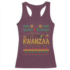 Funny Kwanzaa Celebration Ugly Sweater Racerback Tank Top African Heritage Holiday Gift TS12 Maroon Print Your Wear
