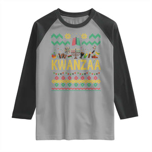 Funny Kwanzaa Celebration Ugly Sweater Raglan Shirt African Heritage Holiday Gift TS12 Sport Gray Black Print Your Wear