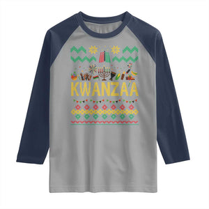 Funny Kwanzaa Celebration Ugly Sweater Raglan Shirt African Heritage Holiday Gift TS12 Sport Gray Navy Print Your Wear