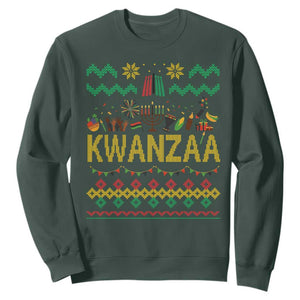 Funny Kwanzaa Celebration Ugly Sweater Sweatshirt African Heritage Holiday Gift TS12 Dark Forest Green Print Your Wear