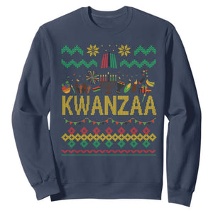 Funny Kwanzaa Celebration Ugly Sweater Sweatshirt African Heritage Holiday Gift TS12 Navy Print Your Wear