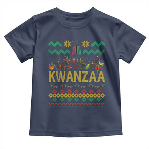 Funny Kwanzaa Celebration Ugly Sweater Toddler T Shirt African Heritage Holiday Gift TS12 Navy Print Your Wear