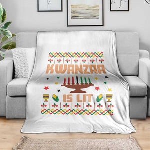 Funny Kwanzaa Is Lit Throw Blanket Ugly Sweater African Heritage Holiday Gift TS12 Print Your Wear